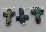 CGP3111 30*50mm cross druzy agate pendants wholesale