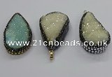 CGP3113 30*55mm flat teardrop druzy agate pendants wholesale
