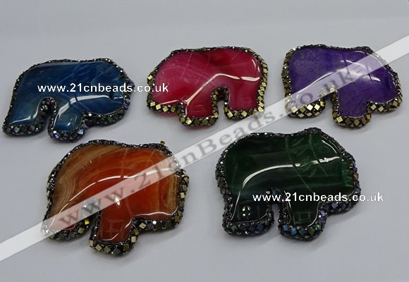 CGP3176 50*55mm elephant agate gemstone pendants wholesale