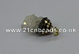 CGP3181 15*20mm - 15*35mm nuggets plated druzy quartz pendants