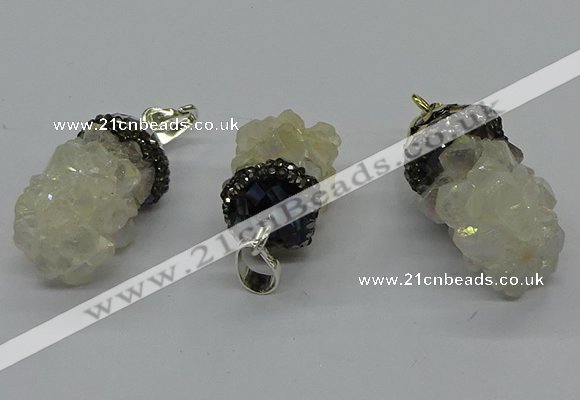 CGP3183 15*20mm - 15*35mm nuggets plated druzy quartz pendants