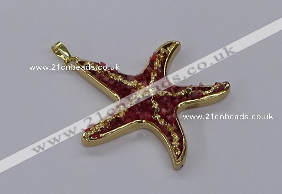 CGP3233 55*58mm starfish druzy agate pendants wholesale
