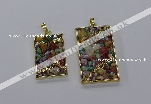 CGP3258 25*40mm - 30*50mm rectangle druzy agate pendants