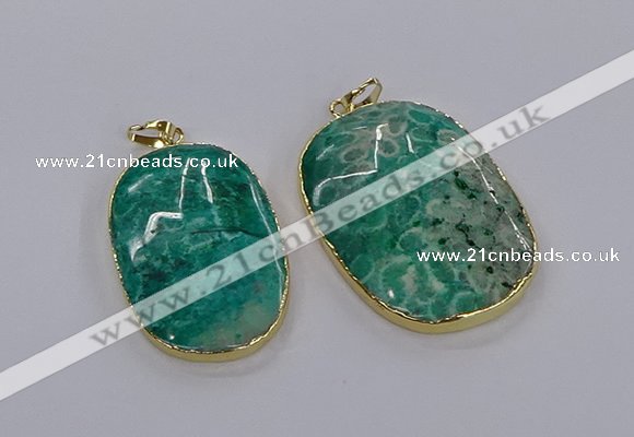 CGP3337 35*45mm - 35*50mm oval fossil coral pendants