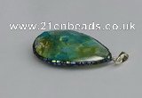 CGP3402 30*40mm - 30*45mm faceted flat teardrop agate pendants