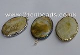 CGP3408 35*50mm faceted oval agate pendants wholesale