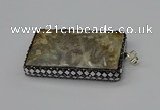 CGP3420 35*60mm - 40*50mm rectangle fossil coral pendants