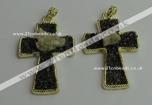 CGP403 40*60mm cross gemstone pendants wholesale