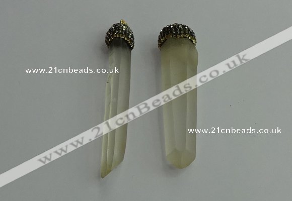 CGP407 10*55mm - 15*65mm sticks white crystal pendants wholesale