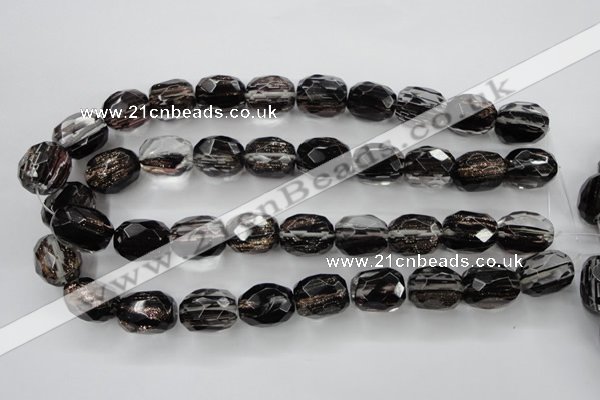 CGQ08 15.5 inches 15*20mm faceted egg-shaped gold sand quartz beads