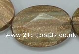 CGQ15 15.5 inches 30*40mm faceted oval gold sand quartz beads