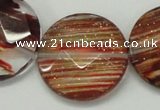 CGQ17 15.5 inches 30mm faceted flat round gold sand quartz beads