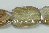 CGQ18 20*30mm faceted & twisted rectangle gold sand quartz beads