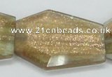 CGQ20 15.5 inches 35*45mm faceted hexagon gold sand quartz beads