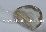 CGQ21 15.5 inches 30*40mm faceted flat teadrdrop gold sand quartz beads
