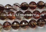CGQ33 15.5 inches 10mm faceted round gold sand quartz beads