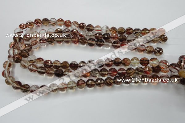 CGQ33 15.5 inches 10mm faceted round gold sand quartz beads