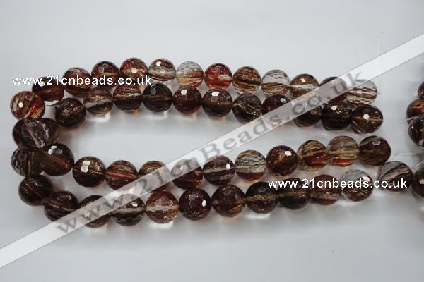 CGQ36 15.5 inches 16mm faceted round red gold sand quartz beads