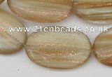 CGQ55 15.5 inches 20*30mm oval gold sand quartz beads wholesale