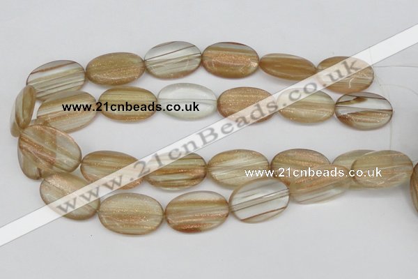 CGQ55 15.5 inches 20*30mm oval gold sand quartz beads wholesale