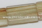 CGQ56 15.5 inches 24*35mm flat tube gold sand quartz beads wholesale