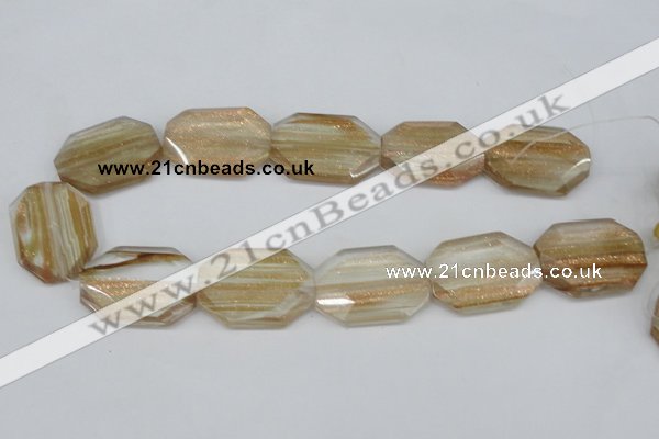CGQ57 15.5 inches 28*35mm faceted octagonal gold sand quartz beads
