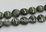 CGR15 16 inches 10mm flat round green rain forest stone beads wholesale