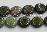 CGR16 16 inches 14mm flat round green rain forest stone beads wholesale