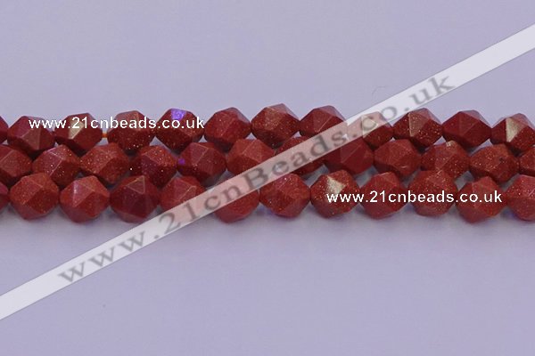 CGS454 15.5 inches 12mm faceted nuggets goldstone beads wholesale