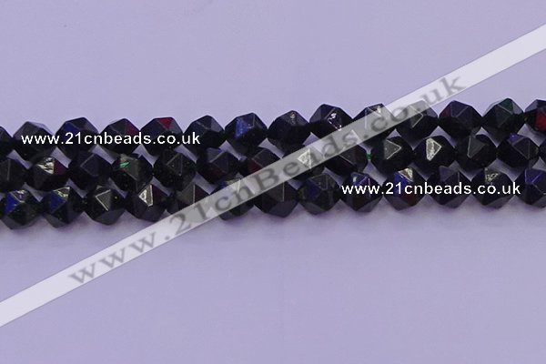 CGS464 15.5 inches 12mm faceted nuggets green goldstone beads
