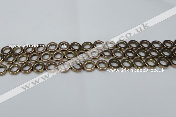 CHE1016 15.5 inches 12mm donut plated hematite beads wholesale