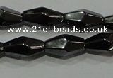 CHE220 15.5 inches 6*12mm faceted rice hematite beads wholesale