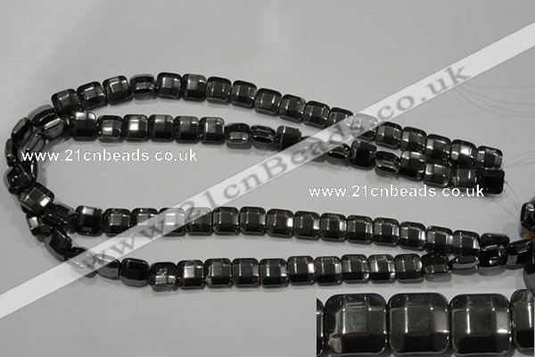 CHE288 15.5 inches 10*10mm faceted square hematite beads wholesale