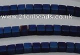 CHE614 15.5 inches 2*2mm cube matte plated hematite beads wholesale