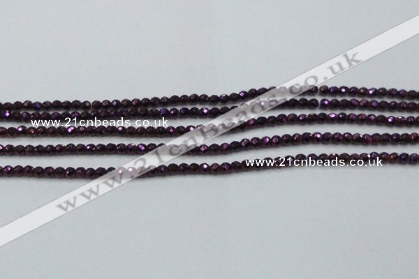 CHE694 15.5 inches 2mm faceted round plated hematite beads