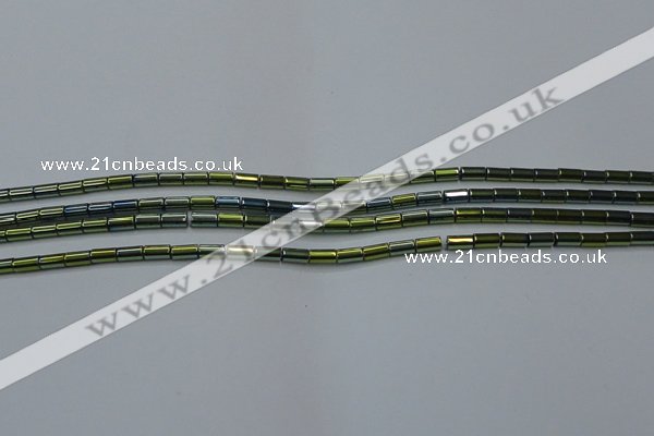 CHE762 15.5 inches 2*4mm tube plated hematite beads wholesale