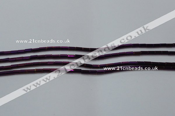CHE763 15.5 inches 2*4mm tube plated hematite beads wholesale