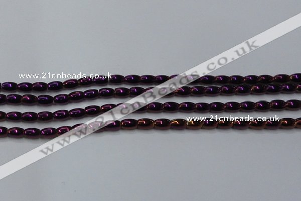 CHE805 15.5 inches 4*6mm rice plated hematite beads wholesale