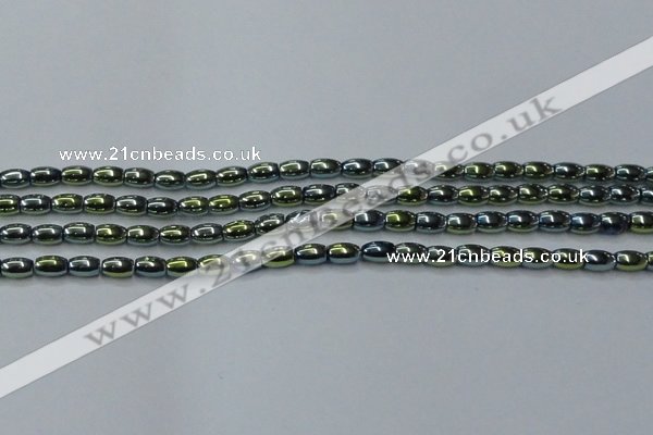 CHE806 15.5 inches 4*6mm rice plated hematite beads wholesale