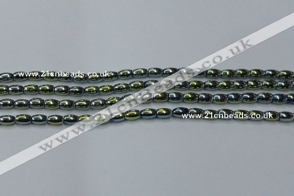 CHE814 15.5 inches 5*8mm rice plated hematite beads wholesale