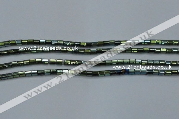 CHE900 15.5 inches 3*3mm faceted tube plated hematite beads wholesale