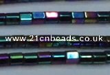 CHE901 15.5 inches 3*3mm faceted tube plated hematite beads wholesale