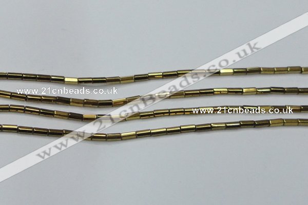 CHE908 15.5 inches 2*4mm faceted tube plated hematite beads wholesale