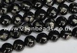 CJB151 15.5 inches 8mm round natural jet & pyrite gemstone beads