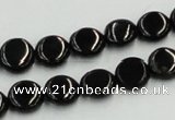 CJB20 16 inches 10mm flat round natural jet gemstone beads wholesale