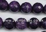 CJJ16 15 inches 14mm faceted round dyed lucky jade beads