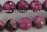 CJJ27 15.5 inches 16mm faceted round dyed lucky jade beads