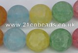 CKQ07 15.5 inches 16mm round matte dyed crackle quartz beads