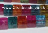 CKQ116 15.5 inches 10*10mm cube dyed crackle quartz beads