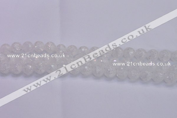 CKQ346 15.5 inches 12mm faceted round dyed crackle quartz beads